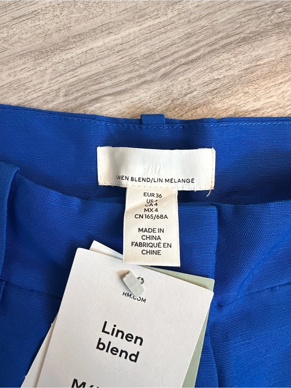 H&M Linen Blend Cobalt Blue High Rise Wide Leg Pants Size 4 NWT